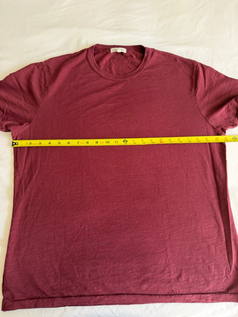 Alex Mill 100% Slub Cotton Burgundy Red Classic Basic Short Sleeve Tee Shirt - Picture 15 of 16